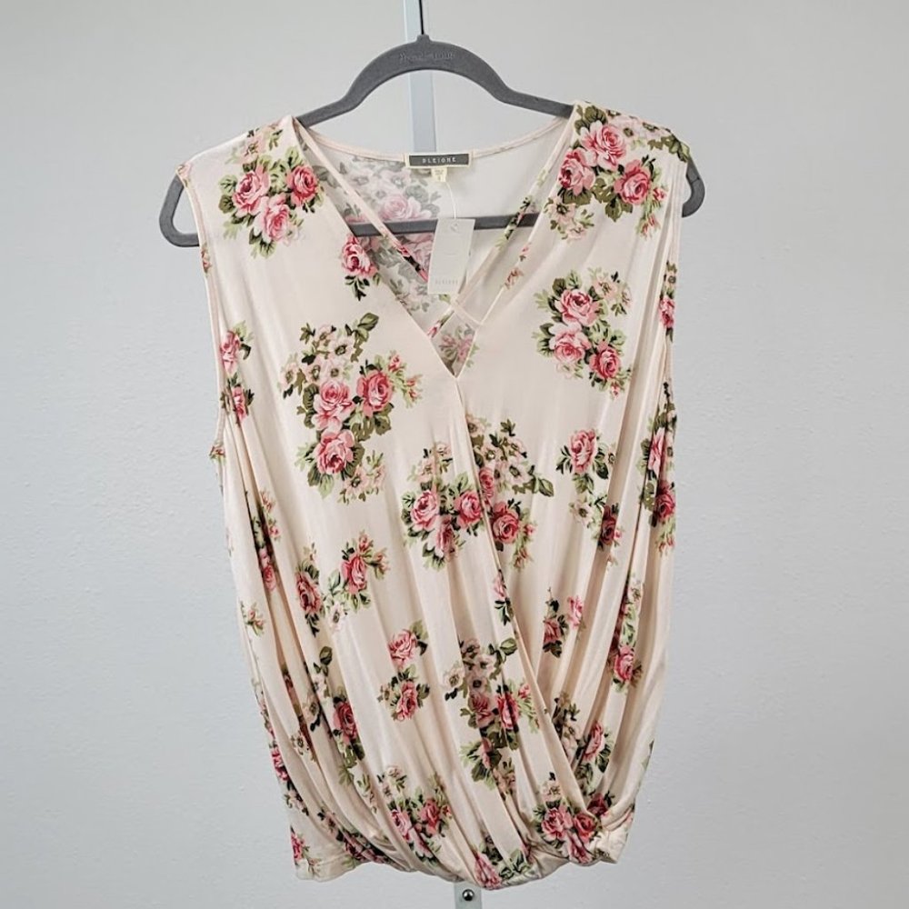 PLEIONE floral print wrap front blouse pink Sz S NEW - Picture 6 of 8
